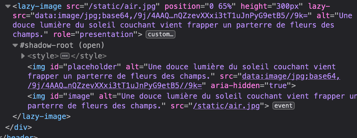 Capture d’écran de l’inspecteur de composants sur l’image de fond de teletravail.guru