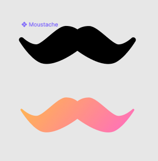 On ne retrouve que la moustache de tous les éléments qui étaient présents dans le logo. On a une variation en noir et une suivant un dégradé rappelant un coucher de soleil