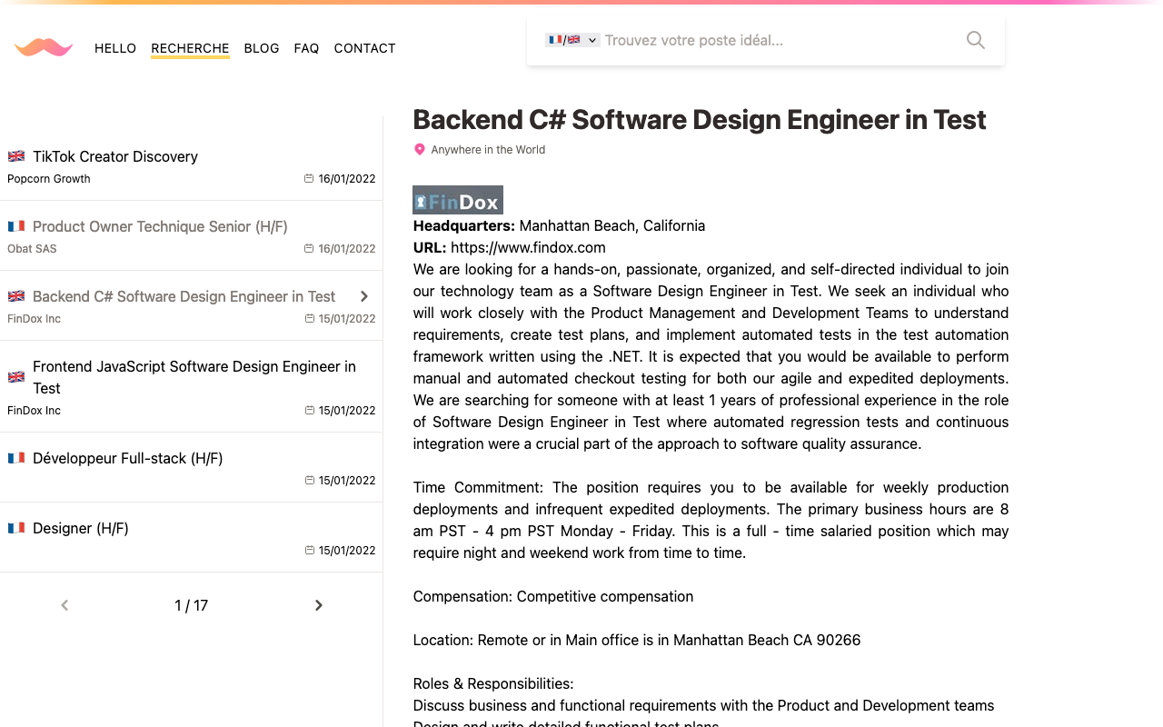 Capture du job board
